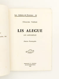 Lis Alegue , les Asphodèles - Poésies provençales ( exemplaire dédicacé par l'auteur )
