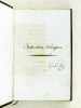 Sentiments Religieux [ Suivi de : ] Résolutions de Zénaïde Clary [ Manuscrit autographe de Zénaïde Clary daté de mars 1827 ]. CLARY, Zénaïde