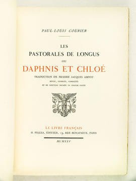 Les Pastorales de Longus ou Daphnis et Chloé. COURIER, Paul-Louis