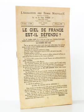 Le ciel de France est-il défendu ? ( L'Animateur des Temps Nouveaux N° 260 du 27 février 1931, numéro spécial présentant les idées essentielles ...