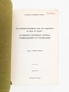 Les Candidats-Aménageurs dans une organisation en quête de finalité : le service technique central d'aménagement et d'urbanisme [ S.T.C.A.U. ]
