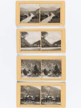 Lot de 24 vues photographiques stéréoscopiques de Suisse : Interlaken, Grindelwald und Bern [ Collection Stéréoscopique du Bazar de l'Hôtel de Ville ] ...