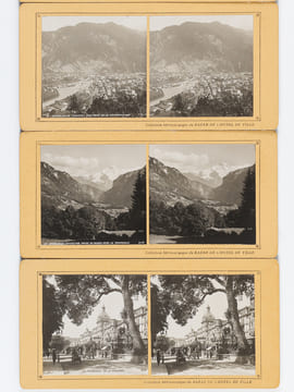 Lot de 24 vues photographiques stéréoscopiques de Suisse : Interlaken, Grindelwald und Bern [ Collection Stéréoscopique du Bazar de l'Hôtel de Ville ] ...