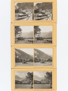 Lot de 24 vues photographiques stéréoscopiques de Suisse : Interlaken, Grindelwald und Bern [ Collection Stéréoscopique du Bazar de l'Hôtel de Ville ] ...