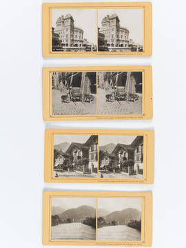 Lot de 24 vues photographiques stéréoscopiques de Suisse : Interlaken, Grindelwald und Bern [ Collection Stéréoscopique du Bazar de l'Hôtel de Ville ] ...