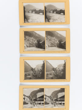 Lot de 24 vues photographiques stéréoscopiques de Suisse : Interlaken, Grindelwald und Bern [ Collection Stéréoscopique du Bazar de l'Hôtel de Ville ] ...