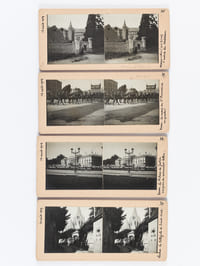 Lot de 21 vues photographiques stéréoscopiques d'un voyage par Amboise, Langeais, Marmoutiers, Tours et Loches [12, 13 et 14 aout 1909 ] Numéro 21 : Amboise. Vue prise de la terrasse du château - 22 : Amboise. Le portail de la chapelle de St Hubert - 23 : Amboise Vue générale du château et d'une partie de la ville - 24 : Langeais. L'Eglise - 25 : Langeais. L'une des tours du château - 26 : Langeais. L'entrée du château - 28 : Langeais. Les jardins du château et les ruines du donjon - 29 : Langeais. Partie de la ville. Vue prise de l'une des tours du château - 30 : Langeais. Vue de l'ensemble du château - 31 : Langeais. L'une des tours du château - 32 : Langeais. Le pont suspendu sur la Loire - 33 : Marmoutier. La porte d'entrée de l'ancien monastère - 34 : Marmoutier. La grotte de Saint Gatien - 35 : Marmoutier. L'entrée du château - 37 : Tours : La rentrée du 5e cuirrassier au quartier - 38 : Tours. Le Palais de Justice. Vue prise du restaurant Tellier - 39 : Loches. La collégiale de Saint-Ours - 40 : Loches. Vue de la ville et de l'Eglise prise du Donjon - 41 : Loches. Vue sur la Campagne prise du Donjon - 42 : Loches. L'entrée du donjon - 43 : Loches. Les remparts et l'une des tours du château