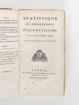 [ Recueil composite de 4 éditions originales de "Statistiques" départementales ] Plan détaillé de Topographie. Ouvrage qui a remporté le Prix, au ...