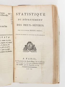 [ Recueil composite de 4 éditions originales de "Statistiques" départementales ] Plan détaillé de Topographie. Ouvrage qui a remporté le Prix, au ...