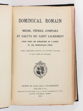 Dominical Romain. Messe, Vêpres, Complies et Saluts du Saint Sacrement pour tous les Dimanches de l'Année et les Principales Fêtes. N° 864 Chant ...
