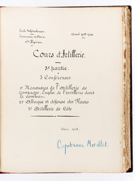 Cours d'Art Militaire. Ecole Polytechnique Instruction Militaire. Année 1913-1914 : Génie. Travaux de Campagne. 2 Conférences. Août 1913 [ Capitaine ...