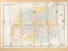Plan de Paris en 1861 divisé en 20 arrondissements. HENRIOT, J.N.