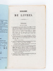 Catalogue des Livres composant la Bibliothèque de feu M. Chimot père, ancien libraire, dont la vente se fera le lundi 6 mai 1850, et jours suivants, à ...