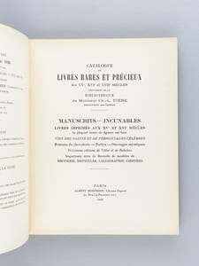 Bibliothèque de Monsieur Ch.-L. Fière Bibliophile Dauphinois. Manuscrits Livres Rares et Précieux des XVe, XVIe et XVIIe siècles. Vente du 15 Mai 1933 Hôtel Drouot
