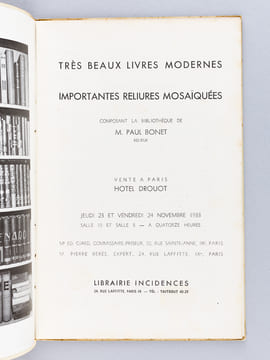 Très Beaux Livres Modernes, Importantes reliures Mosaïquées composant la Bibliothèque de M. Paul Bonet, Relieur. Vente à Paris, Hôtel Drouot, Jeudi 23 ...