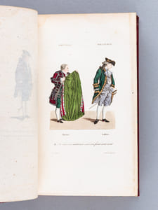Les Souvenirs et les Regrets du Vieil Auteur Dramatique ou Lettres d'un Oncle à son Neveu sur l'Ancien Théâtre Français Depuis Bellecour [ etc. ] Ouvrage orné de gravures coloriées, représentant en pied, d'après les miniatures originales, faite d'après nature, de Foëch de Basle, de Whirsker, ces différents acteurs dans les rôles où ils ont excellé