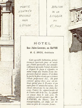 Monographies de Bâtiments Modernes - Hôtel rue Jules-Lecesne au Havre (Seine-Infér.), Mr. G. Brien Architecte. DUCHER (édit.) ; RAGUENET, A. (dir.) ; ...