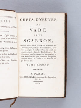 Chefs-d'Oeuvre de Vadé et de Scarron (2 Tomes - Complet) Tome I : Le Poirier - Le Suffisant - Jérôme et Fanchonnette, Pastorale de la Grenouillère - ...