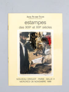 (Lot de 16 catalogues d'Estampes, Maison Ader Picard Tajan, de 1979 à 1989) : Estampes, vendredi 15 juin 1979 ; jeudi 21 février 1980 ; mercredi 29 octobre 1980 ; collection Armand Trampitsch, 29 mai 1986 ; mercredi 4 juin 1986 ; mercredi 26 novembre 1986 ; mercredi 4 mars 1987 ; mercredi 30 septembre 1987 ; mercredi 21 octobre 1987 ; mercredi 27 janvier 1988 ; vendredi 19 février 1988 ; jeudi 21 avril 1988 ; mercredi 8 juin 1988 ; mardi 18 octobre 1988 ; vendredi 7 avril 1989 ; vendredi 9 juin 1989.