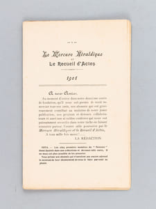 Le Mercure Héraldique et Le Recueil d'Actes. 1901 [ Contient notamment : ] Généalogie de la Famille de la Rivoire de la Tourette (suite et fin) ; Nobiliaire du Quercy (suite) ; Testament de M. le Maréchal de Themines, 15 juillet 1623