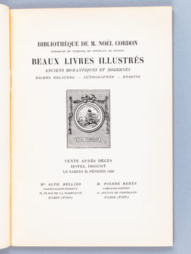 Bibliothèque de M. Noël Cordon, Président du Tribunal de Commerce de Rennes. Beaux Livres Illustrés. Ancien romantiques et modernes. Riches reliures - ...