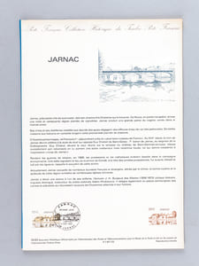 Brochure de l'Exposition philatélique Premier Jour du Timbre Poste de Jarnac, 8 et 9 Octobre 1983 [ Avec : ] Document philatélique officiel timbre Jarnac [Avec :] Carte et enveloppe premier jour [ On joint : ] Histoire de Jarnac. Ecole Ferdinand Buisson CM2 1985