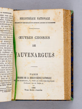 Maximes et Réflexions Morales [ Avec : ] Oeuvres choisies de Vauvenargues. LA ROCHEFOUCAULD ; VAUVENARGUES