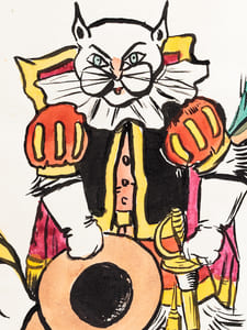 [ Le chat botté ] Aquarelle originale signée Malap
