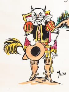 [ Le chat botté ] Aquarelle originale signée Malap