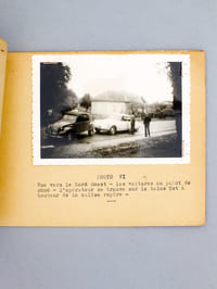 [ Dossier photographique reconstituant un accident mortel survenu sur la R.N. 132 (désormais R.N. 524), en Gironde), dans les années 60 ] Dépliant photographique, Affaire Iglicki - Laroze, Homicide involontaire