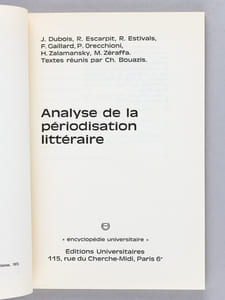 Analyse de la périodisation littéraire (Encyclopédie universitaire)