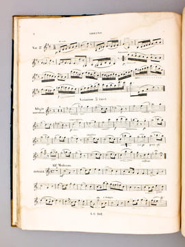 Recueil composite de partitions gravées, avec la mention " G. de Brezetz 1848 " sur plat sup. [ Contient : ] Violon obligé, Fantaisie pour Piano et ...