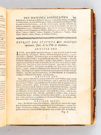 Anciens et Nouveaux Statuts de la Ville et Cité de Bordeaux, reveus, corrigez et augmentez de tous les Arrêts du Conseil & du Parlement, des Ordonnances & Reglemens qui ont été rendus sur iceux depuis l'édition de 1612 de Simon Millanges jusques à présent.