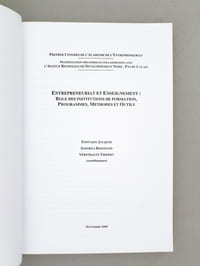 Actes du premier congrès de l'Académie de l'Entrepreneuriat [ Lille, 15 et 16 novembre 1999 ] - Entrepreneuriat et enseignement : rôle des institutions de formation, programmes, méthodes et outils - 