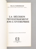 La décision d'investissement dans l'entreprise. NUSSENBAUM, Maurice