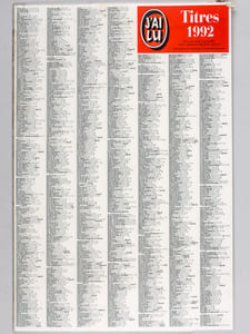 Catalogue de librairie de la collection "J'ai Lu" et "J'ai Lu BD" 1992