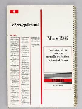 Catalogue de librairie des collections "Gallimard" L'Imaginaire - Poésie - TEL - Idées [ Catalogue 1985 Gallimard ]. Collectif