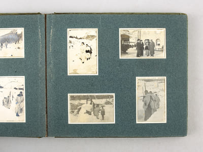 Album photo de vacances au sports d'hivers, vers 1925-1935, à Bergün, Suisse.