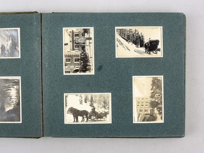 Album photo de vacances au sports d'hivers, vers 1925-1935, à Bergün, Suisse.
