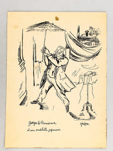 [ Georges le Bonisseur et son ombrelle japonaise ] Dessin original à l'encre signé Malap 