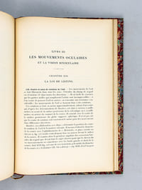 Optique physiologique. Dioptrique oculaire - Fonctions de la Rétine - Les Mouvements oculaires et la vision binoculaire. [ Edition originale ]