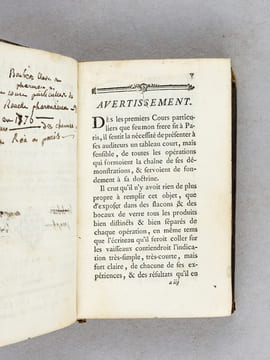 Tableau de l'Analyse Chimique ; ou Procédés du Cours de Chimie de M. Rouelle [ Edition originale - First edition, with contemporary manuscript ...