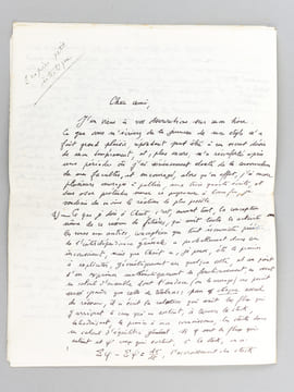Lettre autographe de Jacques Rueff, répondant à un courrier du Professeur Georges-Henri Bousquet, probablement à propos d'une éventuelle réédition de ...