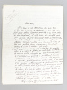 Lettre autographe de Jacques Rueff, répondant à un courrier du Professeur Georges-Henri Bousquet, probablement à propos d'une éventuelle réédition de ...