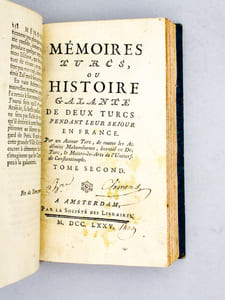 Mémoires turcs, ou histoire galante de deux turcs, pendant leur séjour en France ( 2 tomes reliés en un vol., complet )