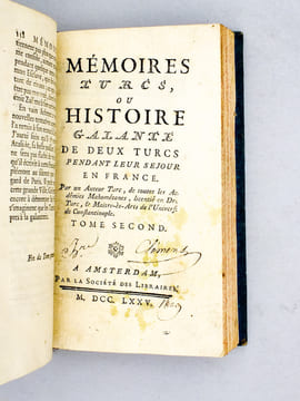 Mémoires turcs, ou histoire galante de deux turcs, pendant leur séjour en France ( 2 tomes reliés en un vol., complet ). GODARD D'AUCOURT, Claude