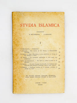 Studia Islamica I ( 1953 ).. Studia Islamica (review) ; BRUNSCHVIG, Robert (1901-1990) ; SCHACHT, Joseph (1902-1969)