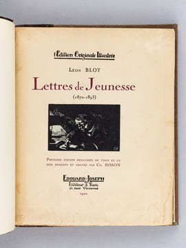 Lettres de Jeunesse (1870-1893). BLOY, Léon  ; (BISSON, Ch.)