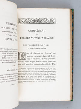 Voyages de Piron à Beaune suivis de Ses Amours avec Mlle Quinault publiés sur les manuscrits autographes originaux par Honoré Bonhomme. PIRON, Alexis ...