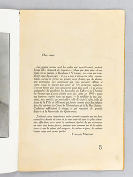 Ausonia. Lettres - Arts - Jeunesse. Numéro 1 - Avril 1937 [ Dans ce numéro : ] Une lettre et un poème inédit de Francis Jammes, une lettre et un ...